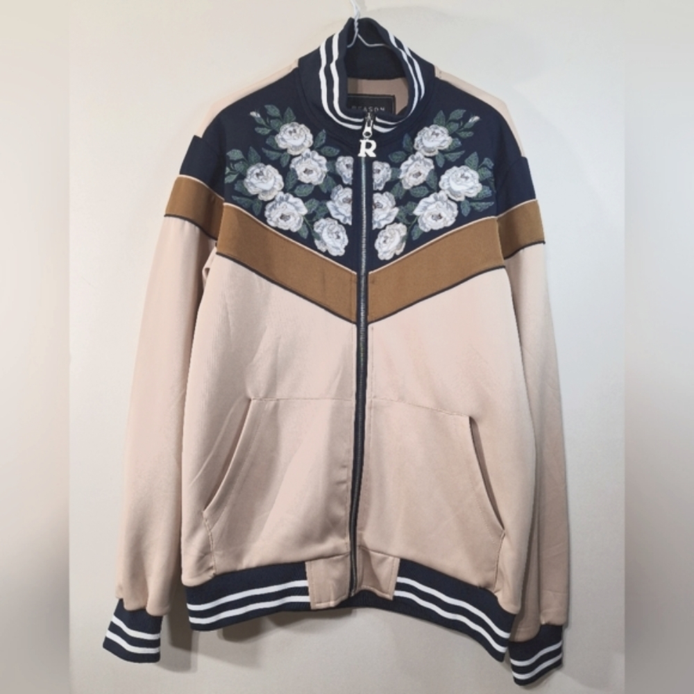 Reason New York Med Jardin Track Jacket Floral Embroidery Spring Zip-Up